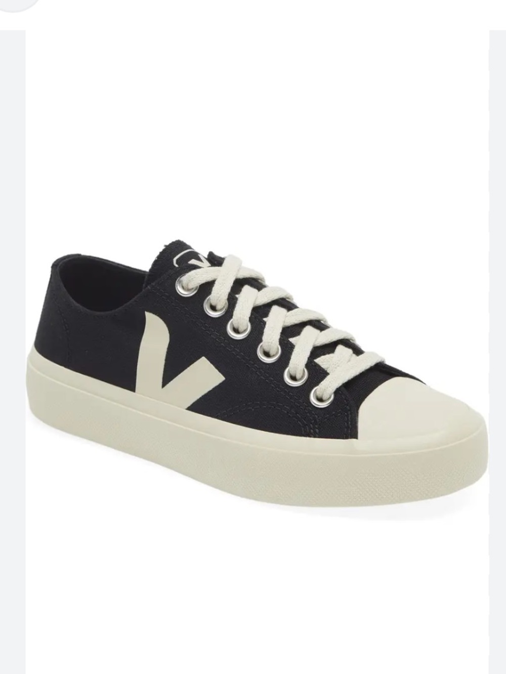Veja Low-Top Sneaker in Black and Cream